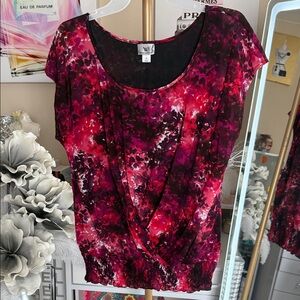 Worthington Women's Red and Pink Floral Blouse